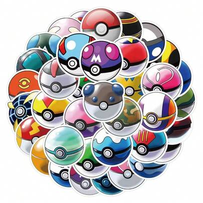 pokemon 50 Hình dán Pokémon Poké Ball hoạt hình, Hình dán trang trí sổ tay Pokémon sáng tạo với thiết kế chống thấm nước cá nhân hóa, Thích hợp để trang trí điện thoại di động, ván trượt, vali, máy tính và tủ lạnh, Lý tưởng làm quà tặng ngày lễ cho trẻ em.