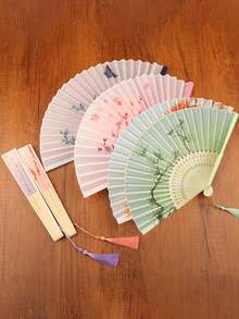 1 chiếc quạt tre kiểu Trung Quốc cổ điển, thanh lịch, quạt xếp múa sườn xám với họa tiết ngẫu nhiên, mang vẻ đẹp phương Đông cổ xưa. - nhiều màu - Xem 10