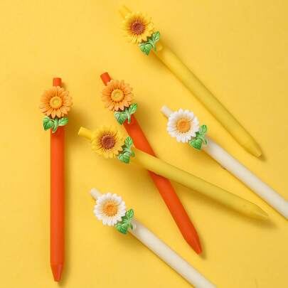 5/10 chiếc bút bi hình hoa hướng dương, bút viết sáng tạo hình hoa giả, thích hợp để ghi chú, viết nhật ký và thư từ.