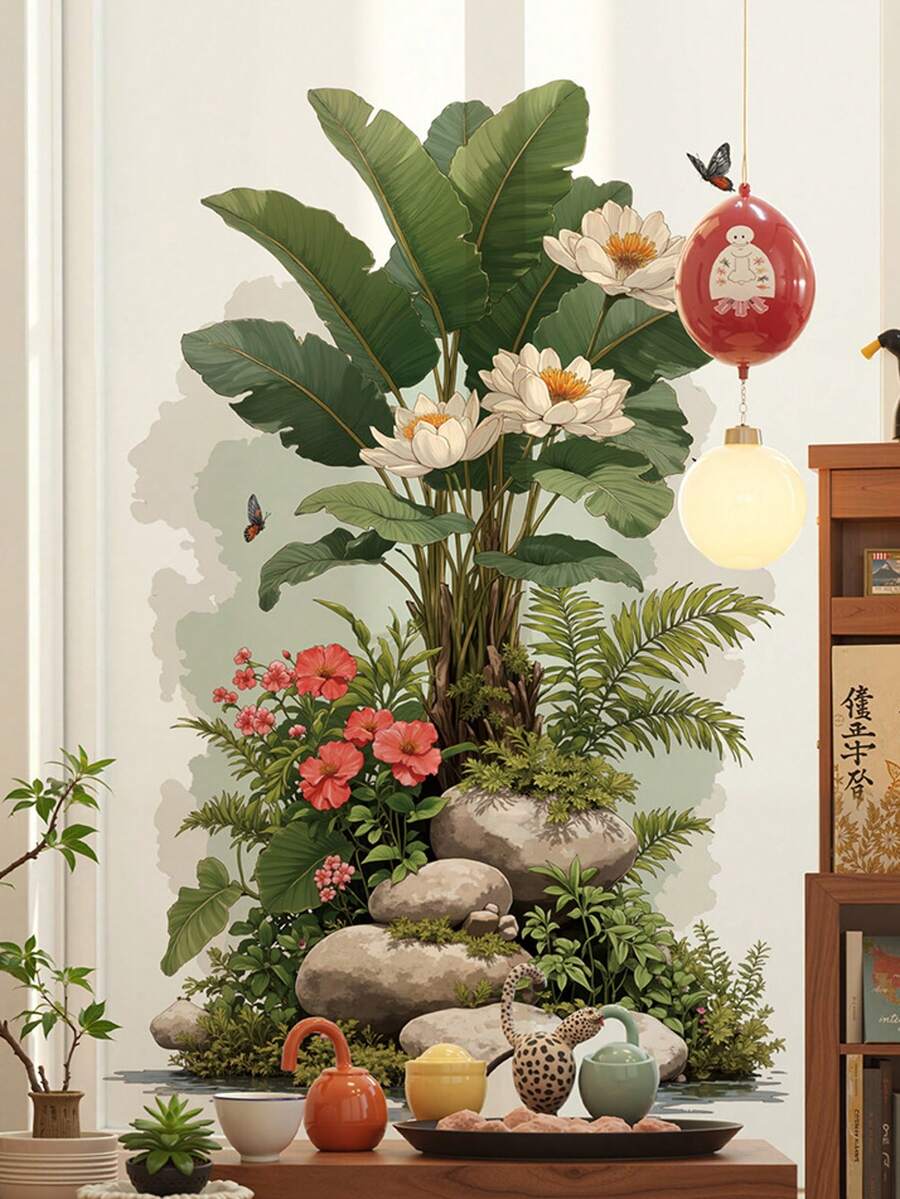 2 Packs Creative Natural Rainforest Theme Large Plant Wall Stickers, Made Of Removable Self-Adhesive PVC Waterproof Material, Suitable For Bedroom, Living Room, Entryway, Office Decoration, And Also As A Holiday Gift - Wall Stickers - View 1