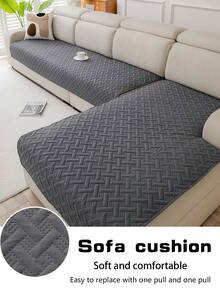 1 vỏ đệm sofa siêu âm, kiểu dáng hiện đại tối giản, họa tiết hình học, bảo vệ bề mặt sofa, sử dụng được quanh năm, đáy chống trượt, có thể giặt máy, phù hợp với sofa 1/2/3/4 chỗ ngồi - Màu xám đen - Xem 6