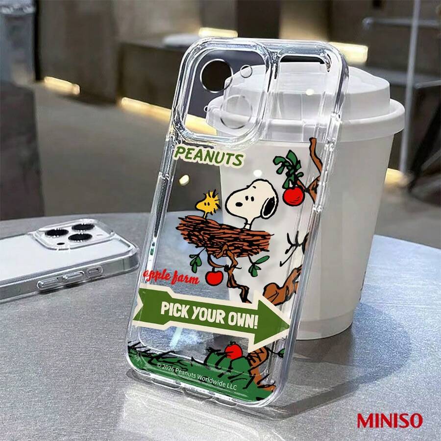 Miniso 名创优品史努比苹果农场透明TPU手机壳，适用于iPhone 17/17 Pro/17 Pro Max/17 Air/16/15/14/13/12/11/X系列，iPhone 17 Pro Max手机壳，iPhone 17 Pro手机壳，iPhone 17手机壳，圣诞礼物，女朋友 - 無色 - 查看 1