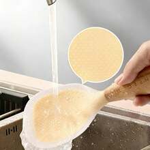 Wood Handle Silicone Rice Paddle Spoon, Lightweight Elegant Kitchen Rice Scoop With Standing & Hanging Hook Design, Healthy Harmless Non-Stick Spatula, Multiple Colors Available For Household Rice Cooker Daily Kitchen Cooking Use - View 5
