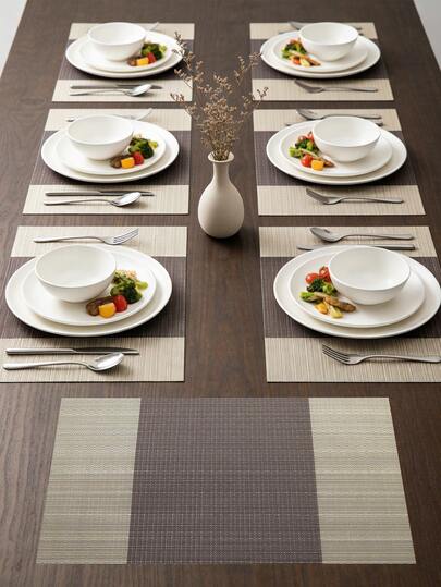 1 tấm lót bàn ăn dệt tối giản, hình chữ nhật sang trọng, chống trượt, có thể giặt được, chất liệu PVC, dễ vệ sinh, phù hợp cho bàn ăn, mặt bàn bếp (Đen/Xám), thích hợp cho các dịp lễ, tiệc tùng, họp mặt, sinh nhật, đám cưới, quà tặng, bữa tối, ngoài trời, dã ngoại.