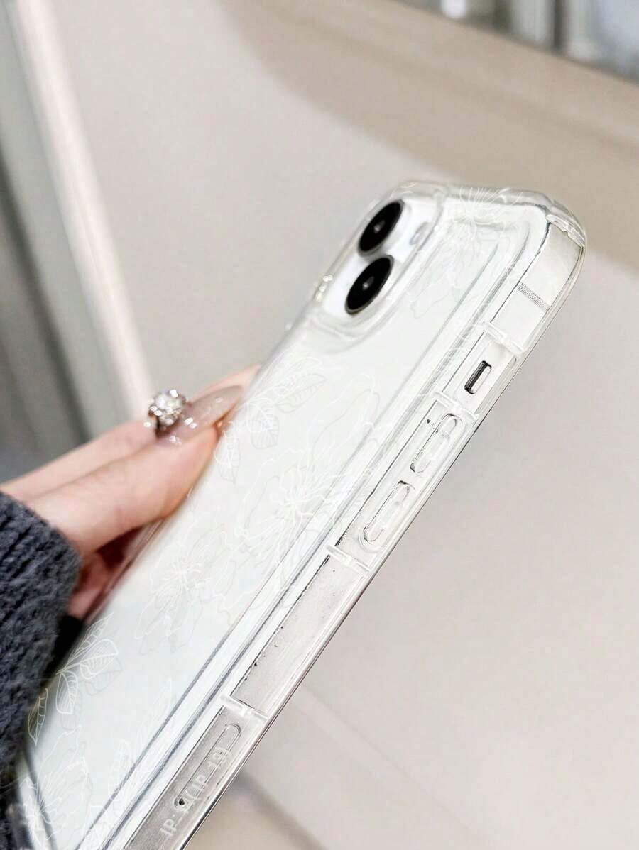 White Flower Elements Fashion Phone Cases 1Pc Ins Style Hibiscus & Leaf Pattern Soft Phone Case Non-Slip Protective Cover Compatible With Iphone 11/12/13/14/15/16 Pro Max Waterproof Shockproof Anti-Fall Scratch Resistant Spring Gift Easter Travel Essential