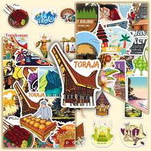 50pcs Tropical Bali Beach Sunset Cartoon Stickers, Decorative For Phone Case, Tablet - View 1