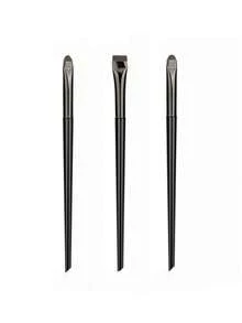 3Pcs Professional Precision Angled Brow Brushes Set, Synthetic Bristle Black Handle Eyeliner Brushes, Multi-Functional Makeup Brushes For Eyebrow, Eyeliner, Concealer, Daily Makeup & Cosmetic Travel - Multicolor - View 11