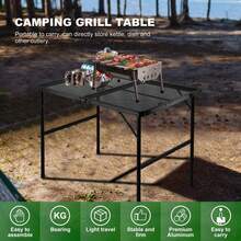 Luminpool Grill Table For Outside,Lightweight Aluminum Folding Portable Metal Mesh Outdoor Grill Table For Camping Cooking BBQ RV Picnic (Black) - Black 90cm - View 1