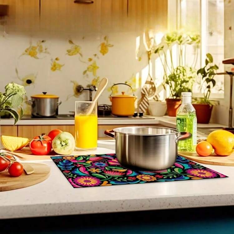 Bộ 100/2/4/6/8/300 tấm lót bàn ăn sang trọng phong cách Bohemian, nền đen. Tấm lót bàn ăn bằng polyester có thể giặt máy, chịu nhiệt, chống bám bẩn, chống thấm nước, dễ lau chùi. Thích hợp cho các buổi họp mặt gia đình dịp lễ hội mùa xuân và trang trí nhà bếp. - Nhiều màu - Xem 11