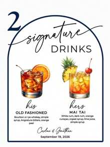 1 pieza Menú de cócteles personalizado e impreso, cartel de bar de boda para bebidas insignia, letreros de bebidas de él y ella, arco de acrílico con UV, perfecto para la decoración de la recepción - Tablero de exhibición de copas de vino para bodas F-Wedding - Ver 15