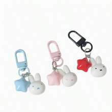 1pc Kawaii Miffy Rabbit Head Small Pendant Cute Doll Keyring Backpack Car Pendant Small Ornament Adorable Charm Decorative Girl Gift (Random Style) - Multicolor - View 10