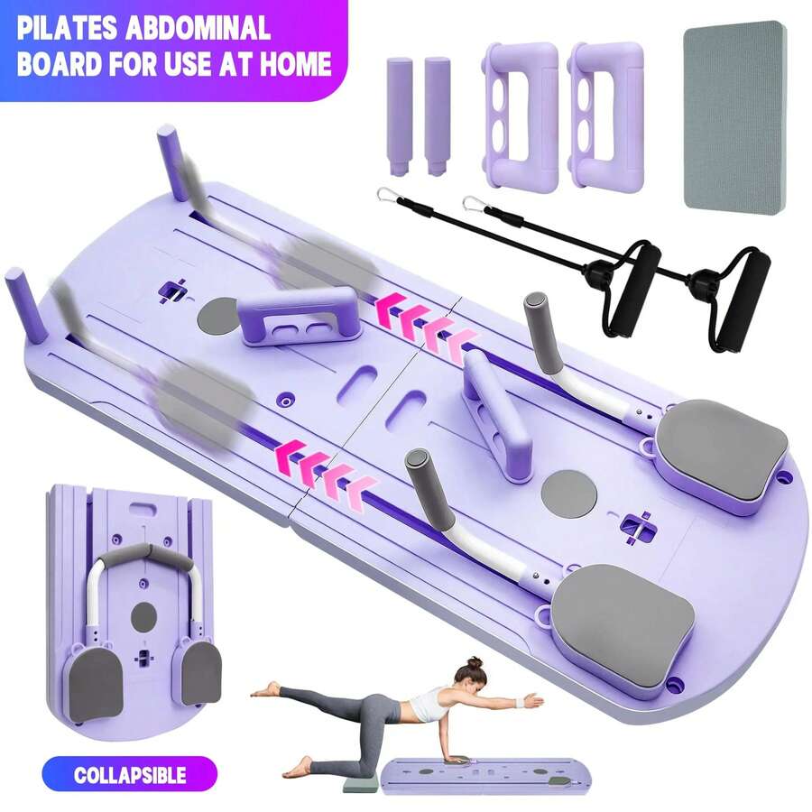 2026 New Pilates Board - Pilates Reformer Set, Multi-Purpose Foldable Pilates Reformer Board For Home, 8 In 1 Pilates Sliding Board(Purple) - Purple - View 1
