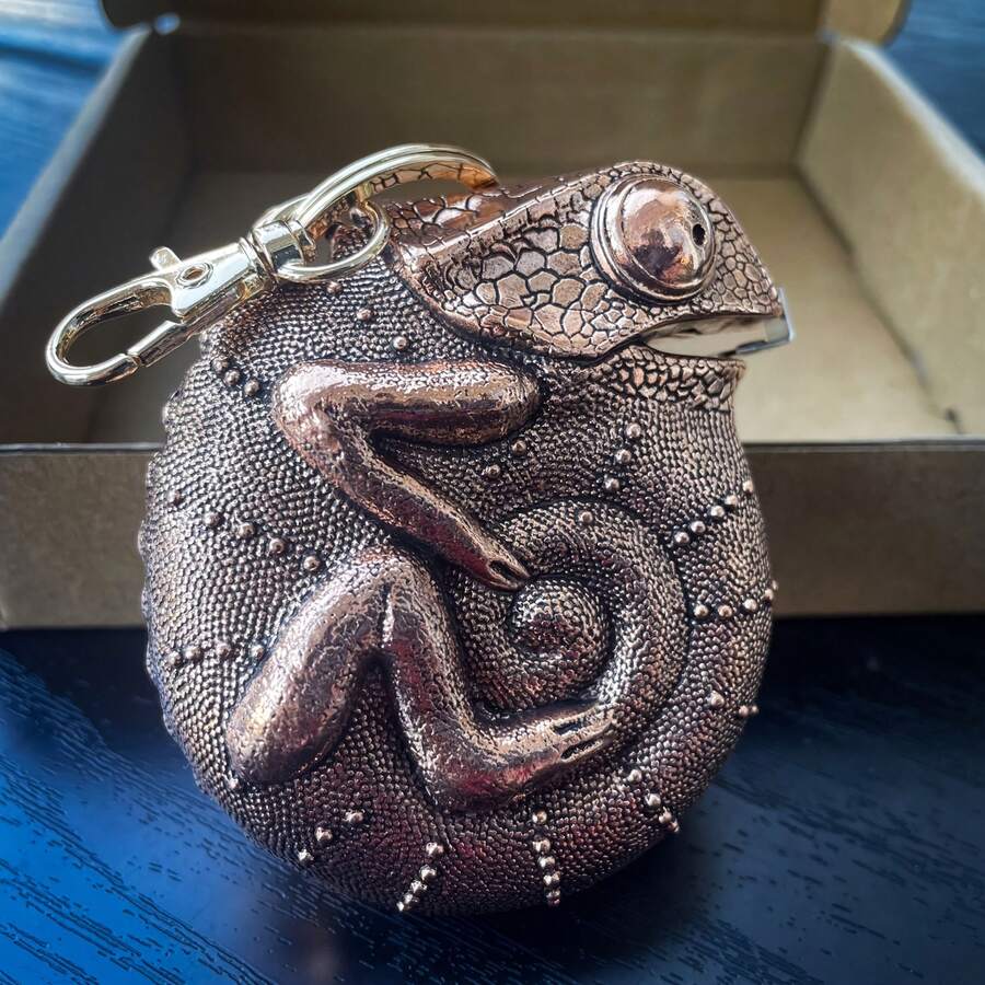 1 Chameleon-Shaped Aluminum Alloy Tape Measure, A Portable Ruler Pendant, Non-Laser, Unique Accessory - 玫瑰金 - 查看 1
