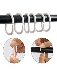 Bộ 12 vòng treo rèm tắm bằng nhựa, hình chữ C, có thể tái sử dụng, thích hợp cho bồn tắm, phòng tắm, phòng thay đồ, cấu trúc nhựa chống gỉ. - Nhiều màu - Xem 4