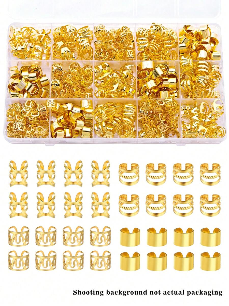 80pcs Gold Hair Accessories, Multi-Style Hair Ties, Clips, Beads Suitable For Women & Girls Braids, Buns, Curls