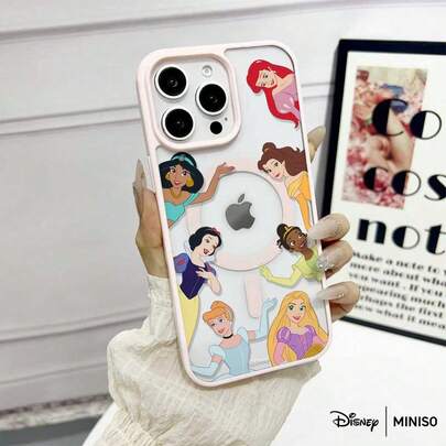  MINISO Disney Princess Group Transparent Magnetic Phone Case, Classic Character Collection Cover For IPhone 17/17 Pro/17 Pro Max/17 Air/16/15/14/13/12/11/X Series Iphone 17 Pro Max Case Iphone 17 Pro Case Iphone 17 Case Stocking Stuffers The Girlfriend