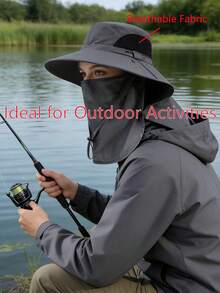 Unisex Wide Brim Bucket Hat With Face & Neck Flap, Breathable Mesh Design, Waterproof Quick-Dry, Adjustable Chin Strap, Suitable For Hiking, Camping, Gardening, Beach, Cycling, Travel And Other Outdoor Activities - A - View 10