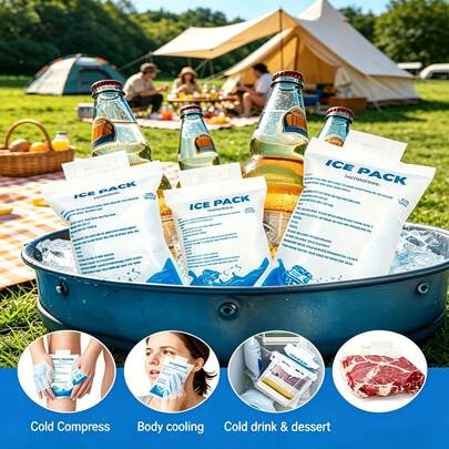 30pcs Reusable Ice Packs, Leak-Proof, Portable Cold Therapy Packs, Ultra-Thin Design, Long-Lasting Cooling, Essential For Chilling, Picnics And Outdoor Activities, Made Of Materials, User-Friendly Instructions, Large Capacity Gel Ice Packs For Camping, Picnics, Beverages, Outdoor Kitchens, Backyard BBQs, Swimming Pools, Kitchen, Garden, Vacation Essentials