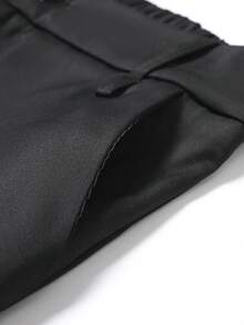 Men's Solid Color Fold Pleated Business Casual Pants - Black - View 7