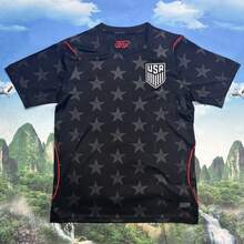 USA Style Black Star Print Soccer Jersey, Breathable Lightweight Football Training Top - 預設 - 查看 1