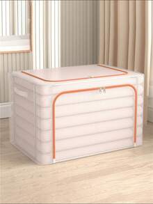 1件 24L/66L/80L 透明PVC收納箱，大容量防水鋼架家用衣物被褥收納盒，可折疊衣櫥收納容器，臥室收納，白色女款T恤，黑色女款長褲，女款冬季衣物 - 白色 - 查看 16