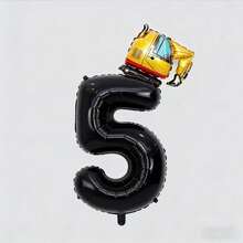 2pcs Construction Truck & Excavator Foil Balloon Set, Includes 0-9 Black Digit Foil Balloons & 3D Excavator Decor, Suitable For Birthday Surprise, Birthday Party, Theme Party, Graduation Party, Back To School, Bachelor Party, Anniversary Celebration, Father's Day, Proposal, Couple's Anniversary - View 13