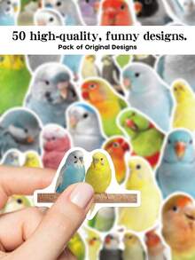 YWWBLD 50pcs Realistic Parrot Stickers For Laptop, Suitcase, Scrapbook, Storage Box, Decorative DIY, Graffiti Stickers - Multicolor - View 8