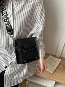 Retro Small Bag For Oily Skin, Double-Layer Large Capacity Phone Pouch, Coin Purse, Versatile Crossbody Bag - Black - View 5