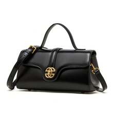 Spring And Summer Genuine Leather Crossbody Bag For Women, High-End Lock Clasp Small Bag, Light Luxury Handbag, Shoulder Bag - Black - View 9