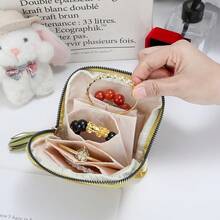 6-Layer Jewelry Organizer, Multi-Compartment, Vintage Zipper Closure, Compact Travel Jewelry Case, Reusable - Multicolor - View 7