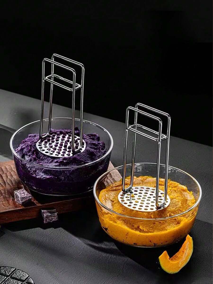 1个304不锈钢土豆捣碎器，婴儿辅食泥制作器，家用捣碎工具 - 銀色 - 查看 1