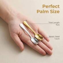 Sendok Mini Stainless Steel 304 7cm, Set Sendok Teh/Kopi/Garam Isi 4/6, Untuk Penggunaan di Rumah/Restoran/Hotel, Warna Emas - MultiWarna - View 3