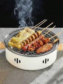 壁炉式茶具、烧烤炉、室内/室外烧烤套装、露营烧烤炉、便携式烧烤炉、木炭烧烤炉 - 4件組[爐身/網夾/碳槽/烤肉網] - 查看 6