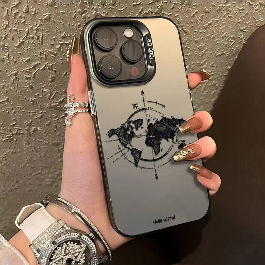 Estuche de teléfono negro con patrón de mapa del mundo vibrante compatible con modelos de for compatible con fundas para iphone 11/11 pro/11 pro max/12/12 pro/12 pro max/13/13 pro/13 pro max/14/14 pro/14 pro max/15/15 pro/15 pro max/16/16 pro/16 pro max/17/17 pro/17 pro max - Estilo (1 pieza) - Ver 1