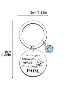 1个不锈钢钥匙扣 - “我不是英雄，爸爸”，贴心的父亲节礼物，包包挂饰，钥匙链配件 - 彩色 - 查看 9