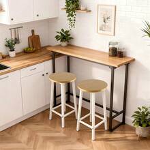 Set Of 2 Wooden Bar Stools Comfortable Warm Premium Quality Kitchen Home Décor - 米色 - 查看 5