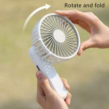 Foldable Handheld Mini Fan, Dual-Use Desktop & Portable, USB Rechargeable 3-Speed Quiet, Student Dorm Personal Neck Fan, 1200mAh Large Capacity Long-Lasting - Handheld Folding Model - View 1