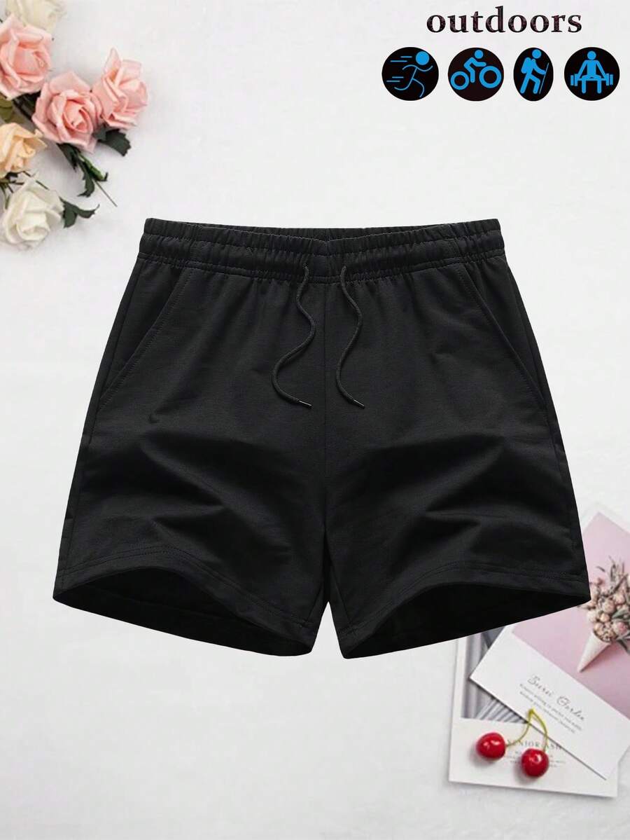 Women's Outdoor Summer Shorts With Drawstring Waist And Side Pockets, Suitable For Hiking, Running, Office, Party And Other Occasions - Black - View 1