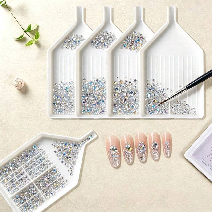 5pcs/Set 1pc Nail Rhinestone Tool Tray, Jewelry Sorting Tray, Rhinestone Storage Box, DIY Rhinestone Nail Art Sorting Tray For Nail Tools And Supplies, Plastic Diamond Nail Art Tray, Jewelry Sorting Tray, Rhinestone Storage Box, Diamond Painting Accessories And Tools - Multicolor - View 1
