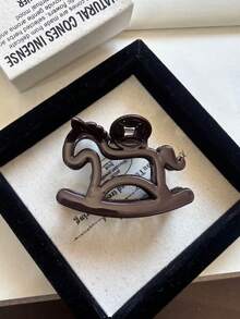 2个/1个 11厘米/4.33英寸 红/棕色小马造型塑料发夹，时尚百搭优雅简约纯色发爪，适合日常、休闲、派对、通勤、海滩、丸子头、马尾辫、洗脸、化妆、服装配饰 - 彩色 - 查看 6