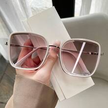 1副高级透明渐变时尚眼镜，女士时尚大框眼镜，时尚驾驶眼镜 - 白色 - 查看 6