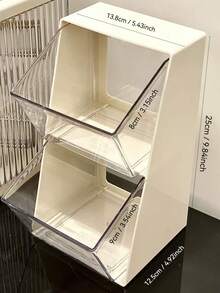 2-Tier Stackable Drawers Organizer Box, Transparent Front-Open Design, Dual-Use For Tabletop Or Wall-Mount, Suitable For Cosmetics, Skincare, Nail Art, Jewelry, Lipstick, Eyeshadow, Makeup Brushes, Lamps, Multi-Color Options, Space-Saving Vanity, Bathroom, Bedroom, Office Desk Organizer, Modular Snap-Together Design, Also For Coffee, Tea Storage - Multicolor - View 7