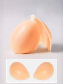 1 Pair Size Plus Size Women's Invisible Strapless Adhesive Bra, Suitable For Strapless Or Backless Dresses, Wedding Dresses, Nightgowns, Push-Up And Adhesive Silicone Nipple Covers, Suitable For All Cup Sizes, Lift - B-卡其色 - 查看 4