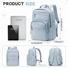 Grand sac à dos de voyage en nylon pour femmes et hommes, sac à dos scolaire imperméable avec compartiment pour ordinateur portable de 15,6 pouces, sac à dos décontracté multi-poches avec sangle pour bagage pour le travail, l'université et les activités extérieures - Multicolore - Voir 4