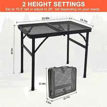 Luminpool Grill Table For Outside,Lightweight Aluminum Folding Portable Metal Mesh Outdoor Grill Table For Camping Cooking BBQ RV Picnic (Black) - Black 60cm - View 3