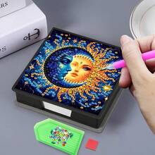 Bộ tranh đính kim cương 5D - Sổ tay/Hộp ghi nhớ họa tiết Mandala 9 ô - Quà tặng thủ công độc đáo, Bộ tranh đính kim cương, Hình tròn bất đối xứng, Quà tặng thủ công độc đáo cho bàn làm việc văn phòng và nhà - Nhiều màu - Xem 20