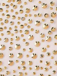 1pc 325pcs Gold Shiny Rhinestone Stickers, Glitter Rhinestone Eye Makeup Stickers, Beauty Products, Face Decor, Suitable For Party, Performance, Masquerade, Nail Art And DIY Crafts,Concert Look,Face Gems - Multicolor - View 2