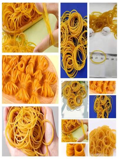 200/50pcs (38mm) Yellow Multi-Purpose Rubber Bands - Durable Synthetic Rubber Elastic Bands Suitable For Office, School And Home Organization And Storage. With O-Rings, No Dye Added, Commercial Grade, Suitable For Securing Vegetables, As Well As Tying And Packaging Trash Bags.