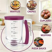1pc Pancake Cupcake Dough Dispenser With Squeeze Handle, Suitable For Baking Tray Mixture Dispenser, 4-Cup Measuring Tool Kitchen Dough Separator, Suitable For Cookies, Cakes, And Waffles - Multicolor - View 2