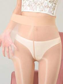 1pair High Density Shiny Ultra-Thin High Elasticity Pantyhose Suitable For Daily Wear, Cozy - 黑色 - 查看 1
